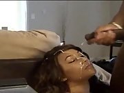 Huge large ebony cock facial feeding her face with lots of sticky spunk